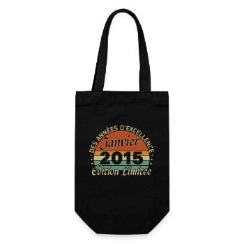 10 Year Anniversary Gift Born In January 2015 - Gift Bag for Bottles - black - Front