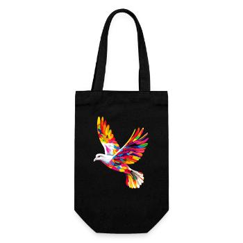 Taube Weiß Frieden Peace Ringeltaube Weiße Tauben - Geschenkbeutel für Flaschen - Schwarz - Vorne