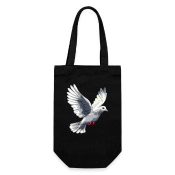 Taube Weiß Frieden Peace Ringeltaube Weiße Tauben - Geschenkbeutel für Flaschen - Schwarz - Vorne