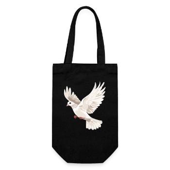 Taube Weiß Frieden Peace Ringeltaube Weiße Tauben - Geschenkbeutel für Flaschen - Schwarz - Vorne
