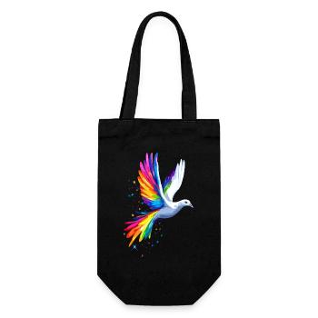 Taube Weiß Frieden Peace Ringeltaube Weiße Tauben - Geschenkbeutel für Flaschen - Schwarz - Vorne