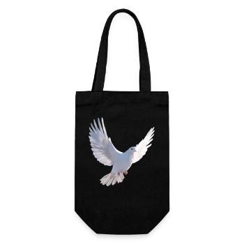 Taube Weiß Frieden Peace Ringeltaube Weiße Tauben - Geschenkbeutel für Flaschen - Schwarz - Vorne