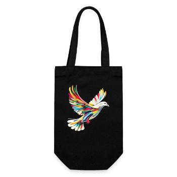 Taube Weiß Frieden Peace Ringeltaube Weiße Tauben - Geschenkbeutel für Flaschen - Schwarz - Vorne