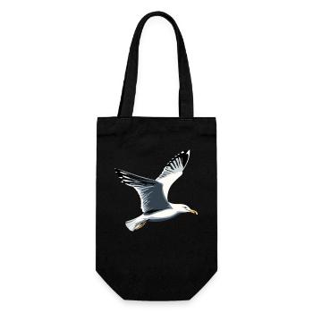 Möwe Strand Meer Nordsee Ostsee Silbermöwe Möwen - Geschenkbeutel für Flaschen - Schwarz - Vorne