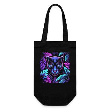 Panthère vive avec motif de feuilles tropicales - Sac à bouteille - noir - Devant