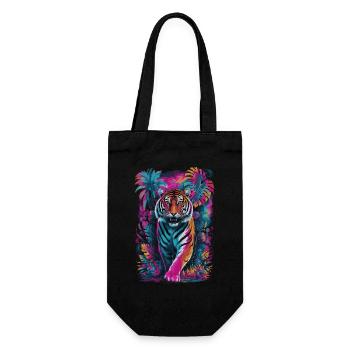 Psychedelischer Tiger im lebendigen Dschungel-Design - Geschenkbeutel für Flaschen - Schwarz - Vorne