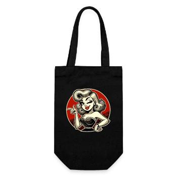 Retro blonde with wink and snap - Gift Bag for Bottles - black - Front