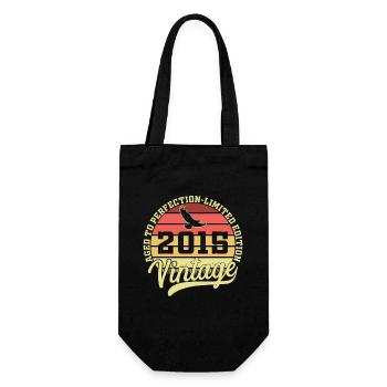 Jahrgang 2015 Geburtstagsgeschenk Geboren im Jahr 2015 - Geschenkbeutel für Flaschen - Schwarz - Vorne