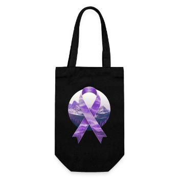 Lavendel Krebs Bewusstein Schleife Berge Geschenk - Geschenkbeutel für Flaschen - Schwarz - Vorne