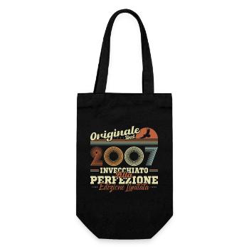 Original 2007 Retro Geburtstagsgeschenk - Geschenkbeutel für Flaschen - Schwarz - Vorne