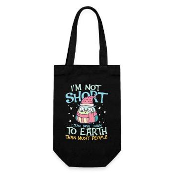 i m not short i m just more down to earth owl - Geschenkbeutel für Flaschen - Schwarz - Vorne