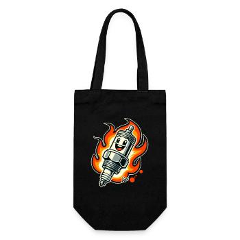 Cheerful spark plug on fire - Gift Bag for Bottles - black - Front
