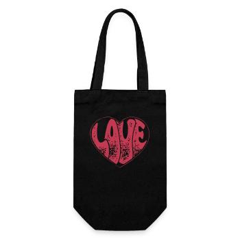 Retro Groovy Love Herz Liebe Valentinstag Geschenk - Geschenkbeutel für Flaschen - Schwarz - Vorne