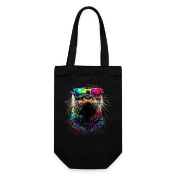 Otter Sea Otter Otter Marten Love Cute Otter - Gift Bag for Bottles - black - Front