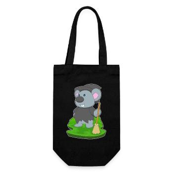 Maus Hexe Besen - Geschenkbeutel für Flaschen - Schwarz - Vorne