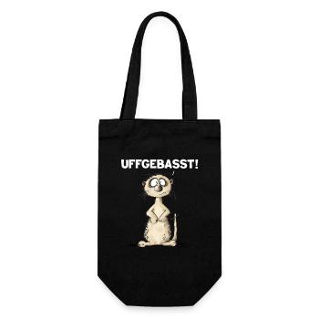 Drolliges Erdmännchen Hessisch Uffgebasst - Geschenkbeutel für Flaschen - Schwarz - Vorne
