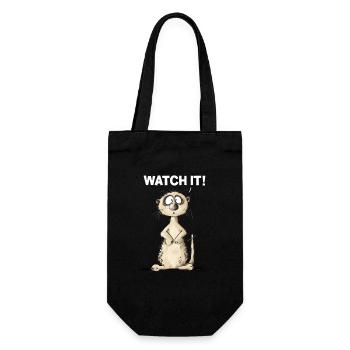 Drolliges Erdmännchen I Watch It Spruch - Geschenkbeutel für Flaschen - Schwarz - Vorne