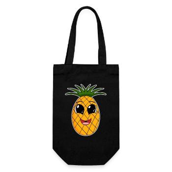 Ananas Obst - Geschenkbeutel für Flaschen - Schwarz - Vorne