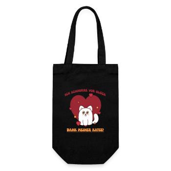 Herzkatze mit Dankbarkeit für dich - Geschenkbeutel für Flaschen - Schwarz - Vorne