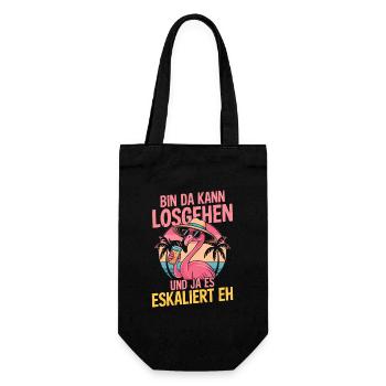 Party Flamingo Sommer Spruch Bin da kannlosgehen - Geschenkbeutel für Flaschen - Schwarz - Vorne