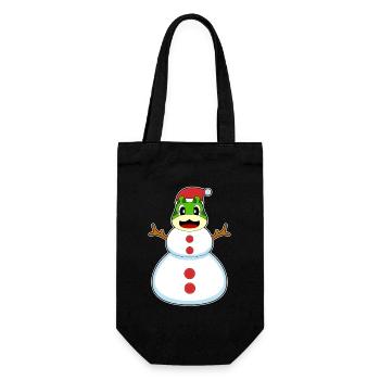 Frosch Weihnachten Schneemann - Geschenkbeutel für Flaschen - Schwarz - Vorne