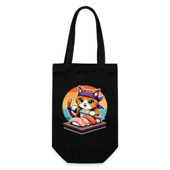 Sushi Master Cat avec Sunset tenant un couteau Katana - Sac à bouteille - noir - Devant