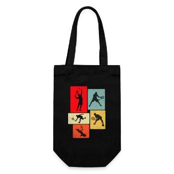 Retro Tennis spielen - Geschenkbeutel für Flaschen - Schwarz - Vorne