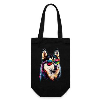Husky Dogs Lover Dog Love Siberian Huskies - Gift Bag for Bottles - black - Front