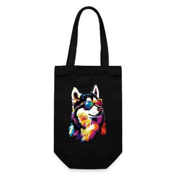 Husky Dogs Lover Dog Love Siberian Huskies - Gift Bag for Bottles - black - Front
