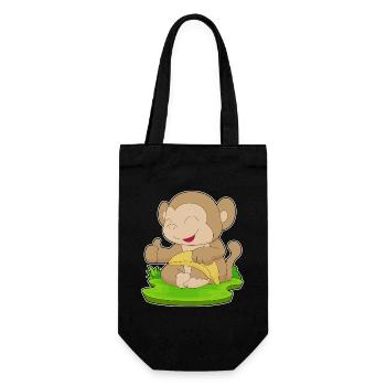 Affe Banane  - Geschenkbeutel für Flaschen - Schwarz - Vorne