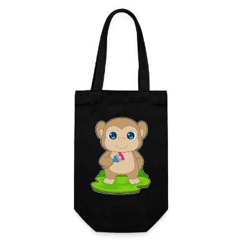 Affe Maler Pinsel Malen - Geschenkbeutel für Flaschen - Schwarz - Vorne