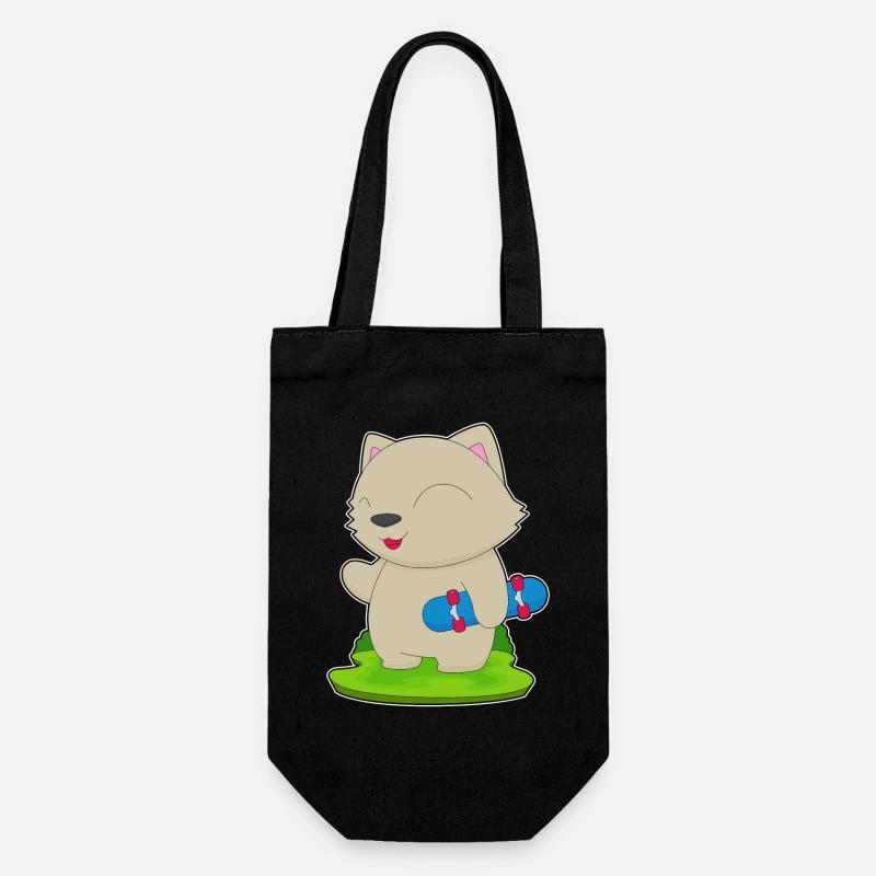 Katze Skater Skateboard - Geschenkbeutel für Flaschen - Schwarz