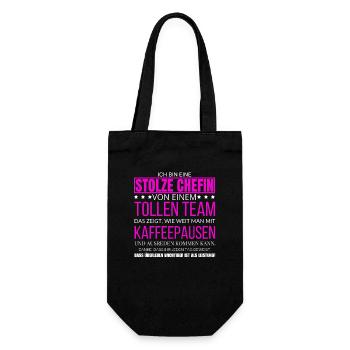 Ich Bin Eine Stolze Chefin von einem tollen Team - Geschenkbeutel für Flaschen - Schwarz - Vorne
