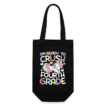 I m ready to crush fourth grade - Geschenkbeutel für Flaschen - Schwarz - Vorne