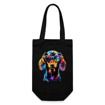 Dackel Dachshund Zwergdackel Dackelclub Teckel - Geschenkbeutel für Flaschen - Schwarz - Vorne
