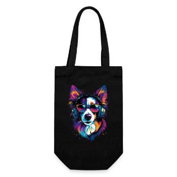 Border Collie Hunde Liebhaber Welpe Süße Collies - Geschenkbeutel für Flaschen - Schwarz - Vorne