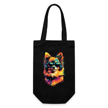 Zwergspitz Pommeraner Pom Süßer Deutscher Spitz - Geschenkbeutel für Flaschen - Schwarz - Vorne