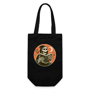 Grim Reaper reads guidebook book for life - Gift Bag for Bottles - black - Front