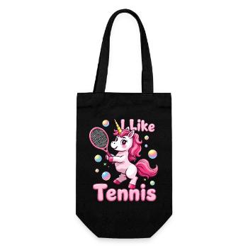 Einhorn Tennis Kinder Geschenk - Geschenkbeutel für Flaschen - Schwarz - Vorne
