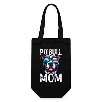 Pitbull Mom Patriotic Lustiges 4th of July - Geschenkbeutel für Flaschen - Schwarz - Vorne