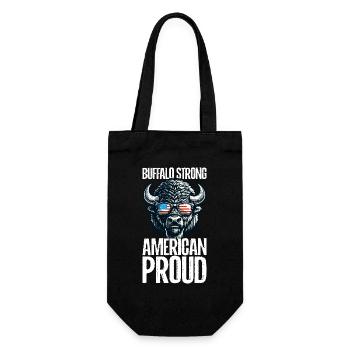 4th of July American Buffalo USA Flag Bison - Gift Bag for Bottles - black - Front