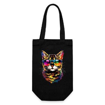 Bengal Katze Leopard Cat Leopardette Bengal Katzen - Geschenkbeutel für Flaschen - Schwarz - Vorne