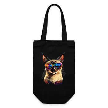 Siamkatze Siam Katze Siamese Cat Siamesen Katzen - Geschenkbeutel für Flaschen - Schwarz - Vorne