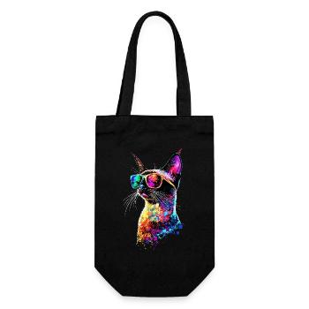 Siamkatze Siam Katze Siamese Cat Siamesen Katzen - Geschenkbeutel für Flaschen - Schwarz - Vorne