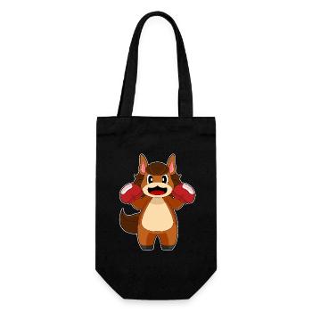 Pferd Boxer Boxhandschuhe Boxen - Geschenkbeutel für Flaschen - Schwarz - Vorne