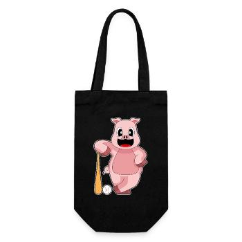 Pig Baseball Baseball Bat - Gift Bag for Bottles - black - Front