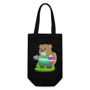 Gâteau d’anniversaire au castor - Sac à bouteille - noir - Devant