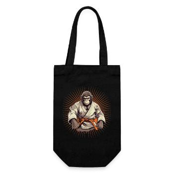 Karate Judo Affe Schimpanse Kampfsport - Geschenkbeutel für Flaschen - Schwarz - Vorne