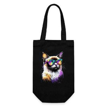 Birma Katze Heilige Birmakatze Süße Birma Katzen - Geschenkbeutel für Flaschen - Schwarz - Vorne