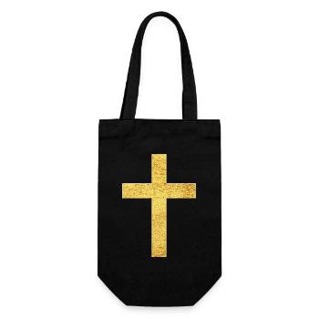 Christian Cross Symbol of Faith and Protection - Gift Bag for Bottles - black - Front